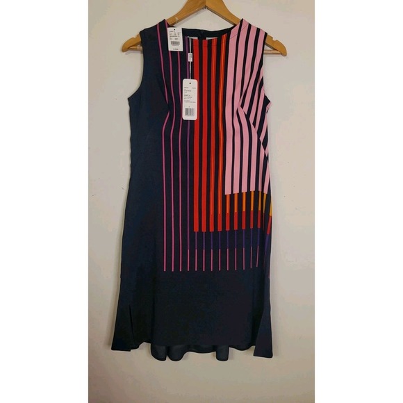 AKRIS PUNTO Dress Women's US 6 / UK 10 Sleeveless Striped Crepe Shift‎ $1290 NWT - Picture 4 of 9